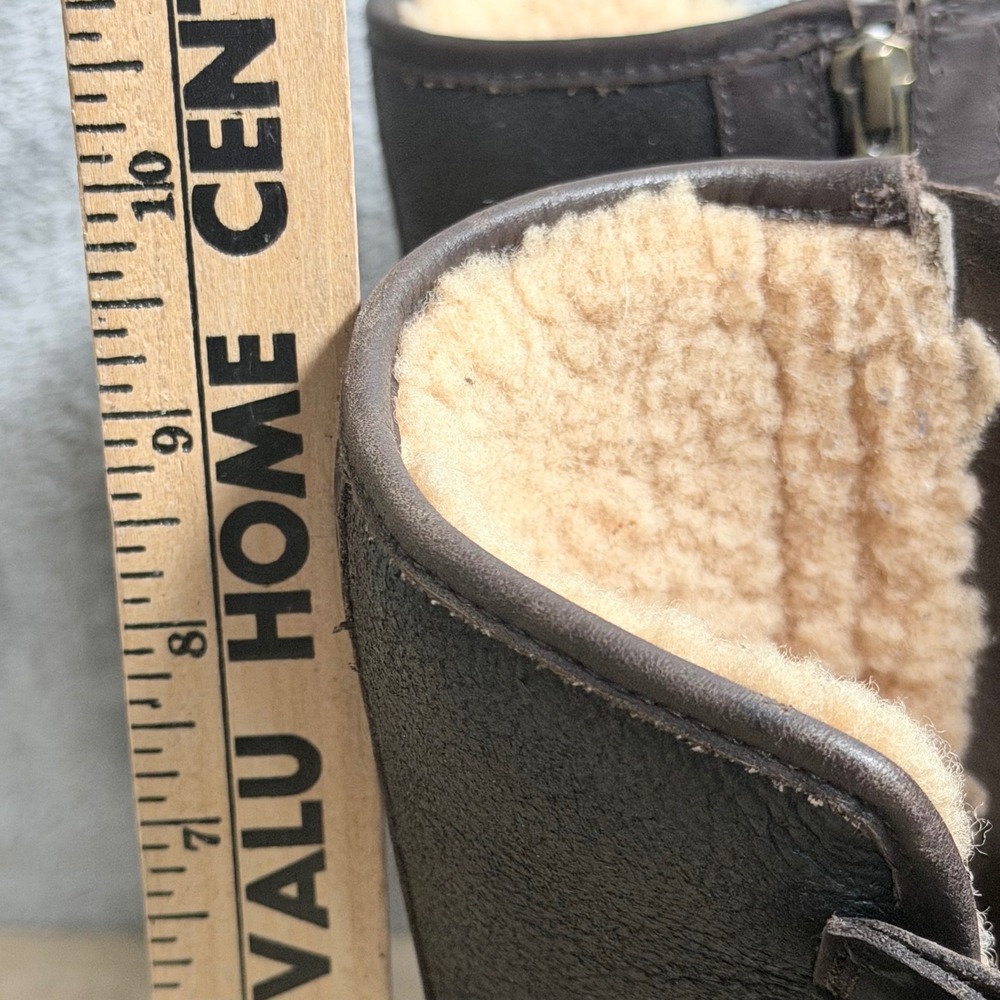 UGG Simmens Shearling Lined Boots Size 9.5 Brown Buckle Moto Cozy Winter - Picture 12 of 13